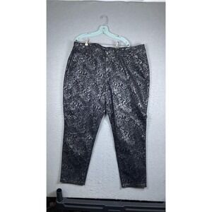 Lane Bryant Jeans Womens 26 Black Cropped High Rise Animal Print Stretch Denim